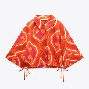 ZARA Cropped Muti-Colored Printed Blouse